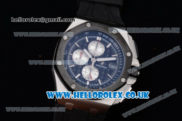 Audemars Piguet Royal Oak Offshore Chrono Miyota OS Quartz Steel Case with Black Dial Black Rubber Strap and Stick Markers (EF) - Click Image to Close